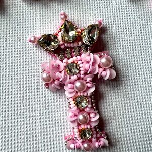 heavy pink series letter finished cloth patch 3-piece set